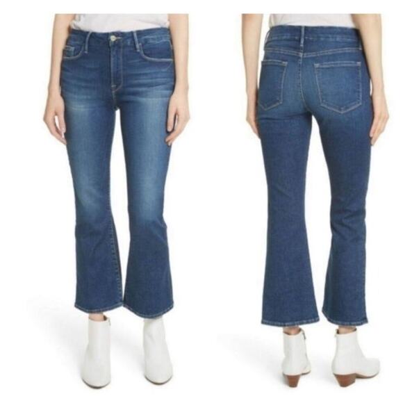 Frame Le Crop Mini Bootcut Jeans Mermaid Blue Size 28 High Rise - Picture 1 of 7